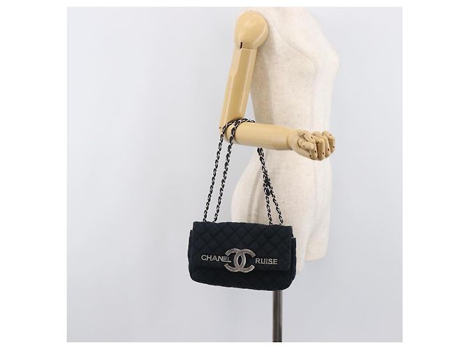 Borsa a tracolla CHANEL Matelasse con catena in tela nera argento CC Auth 205990V Nero - vista 26