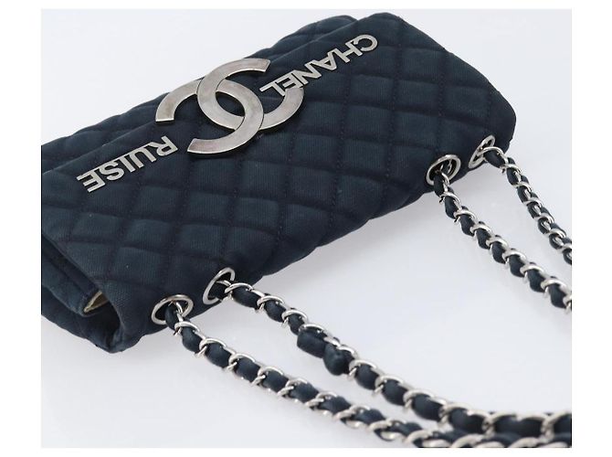 Borsa a tracolla CHANEL Matelasse con catena in tela nera argento CC Auth 205990V Nero - vista 6