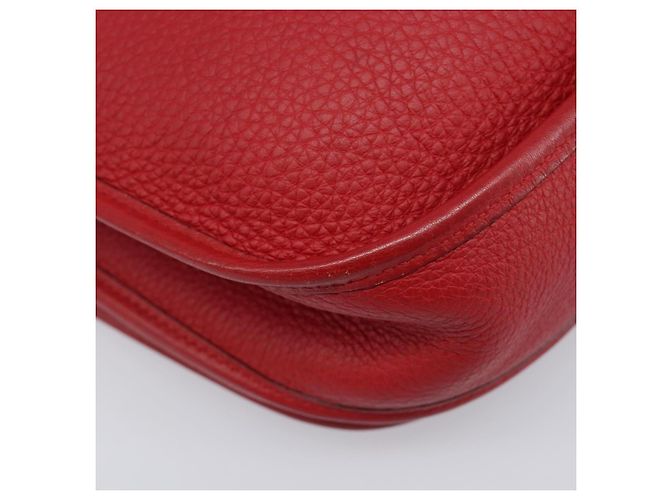 Hermès Borsa a tracolla HERMES Evelyn 2 PM Taurillon Clemence Red Silver Auth 203233V Argento Rosso - vista 14
