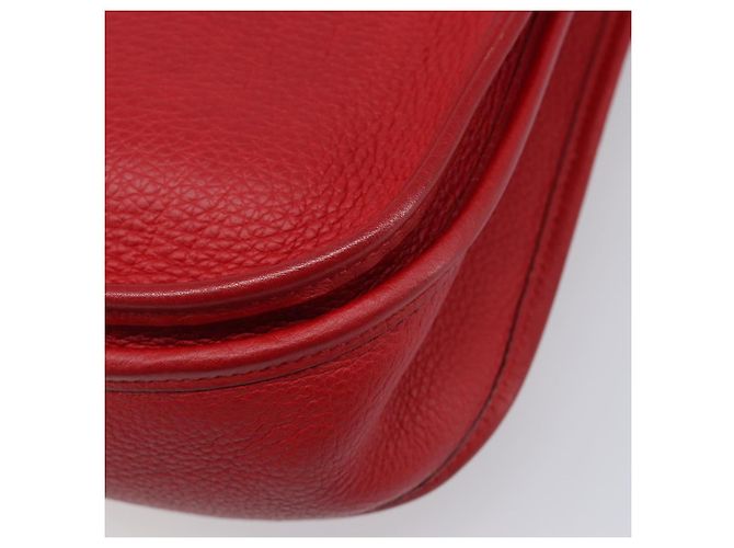 Hermès Borsa a tracolla HERMES Evelyn 2 PM Taurillon Clemence Red Silver Auth 203233V Argento Rosso - vista 15
