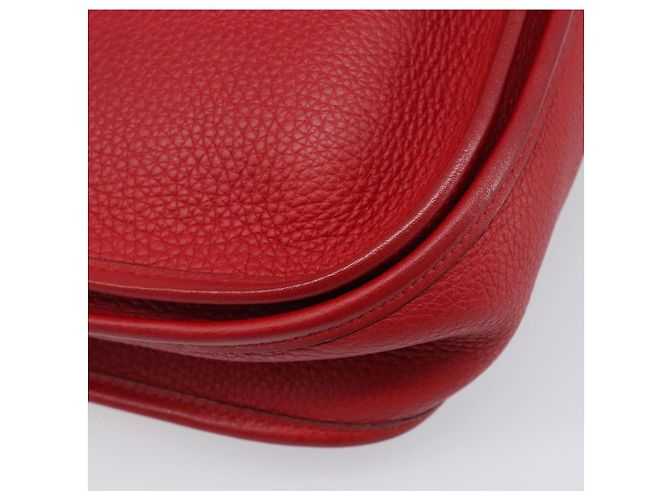 Hermès Borsa a tracolla HERMES Evelyn 2 PM Taurillon Clemence Red Silver Auth 203233V Argento Rosso - vista 16