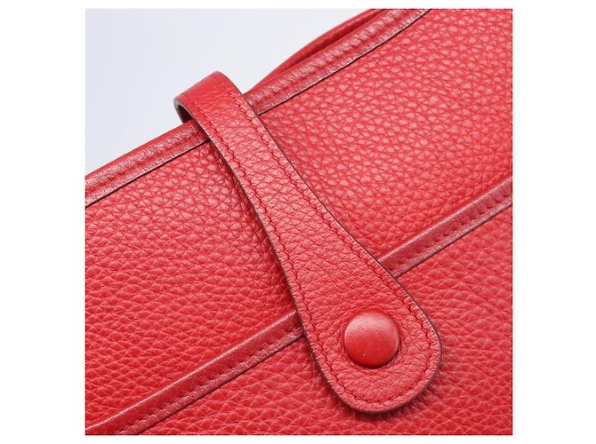 Hermès Borsa a tracolla HERMES Evelyn 2 PM Taurillon Clemence Red Silver Auth 203233V Argento Rosso - vista 17