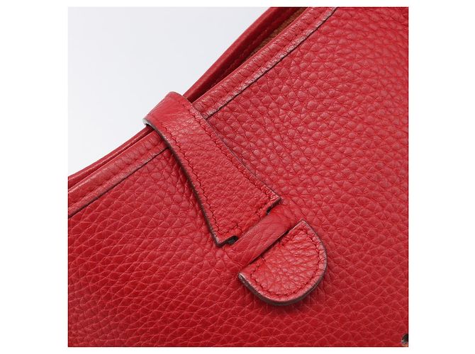 Hermès Borsa a tracolla HERMES Evelyn 2 PM Taurillon Clemence Red Silver Auth 203233V Argento Rosso - vista 18