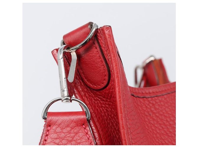 Hermès Borsa a tracolla HERMES Evelyn 2 PM Taurillon Clemence Red Silver Auth 203233V Argento Rosso - vista 20