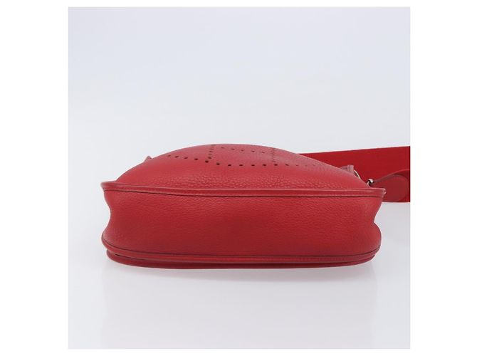 Hermès Borsa a tracolla HERMES Evelyn 2 PM Taurillon Clemence Red Silver Auth 203233V Argento Rosso - vista 5