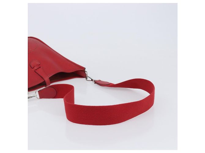 Hermès Borsa a tracolla HERMES Evelyn 2 PM Taurillon Clemence Red Silver Auth 203233V Argento Rosso - vista 7