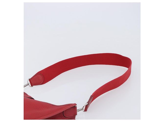 Hermès Borsa a tracolla HERMES Evelyn 2 PM Taurillon Clemence Red Silver Auth 203233V Argento Rosso - vista 8