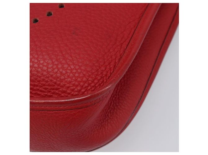 Hermès Borsa a tracolla HERMES Evelyn 2 PM Taurillon Clemence Red Silver Auth 203233V Argento Rosso - vista 9