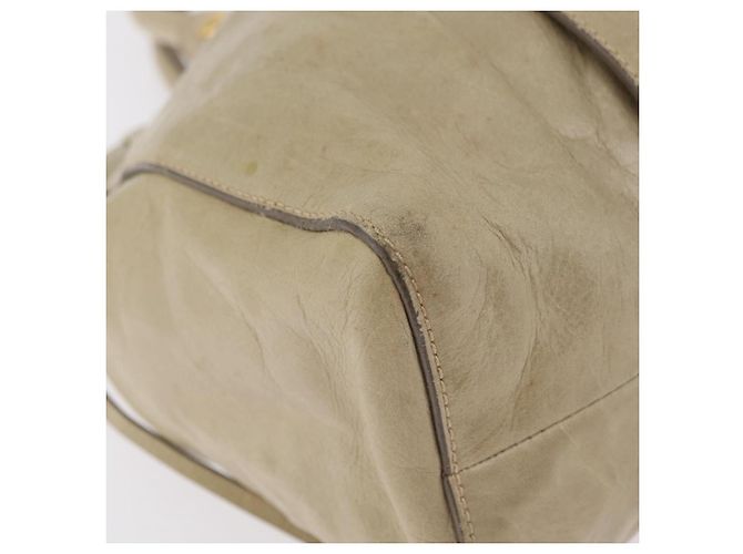 Bolsa de mão Miu Miu em couro bege e dourado Auth 206341A - vista 15