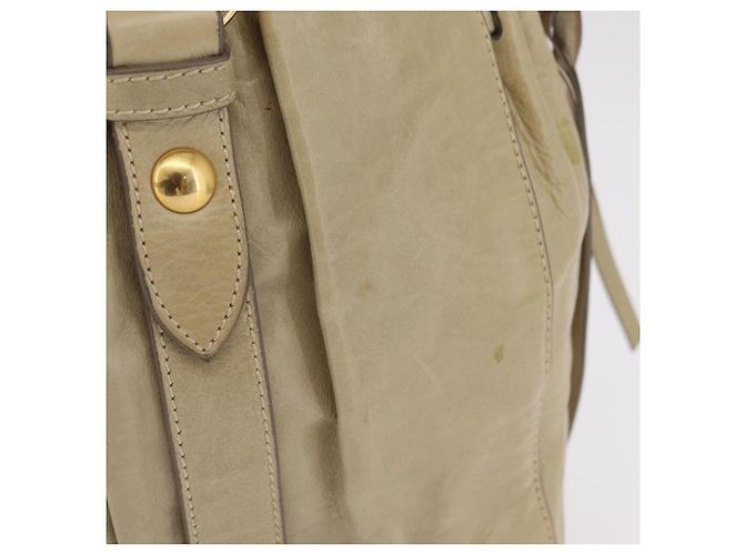 Bolsa de mão Miu Miu em couro bege e dourado Auth 206341A - vista 4