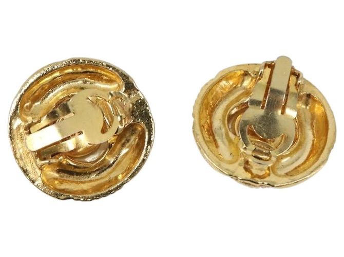 CHANEL Earring Metal Gold Tone White CC Auth bs37083 - view 3