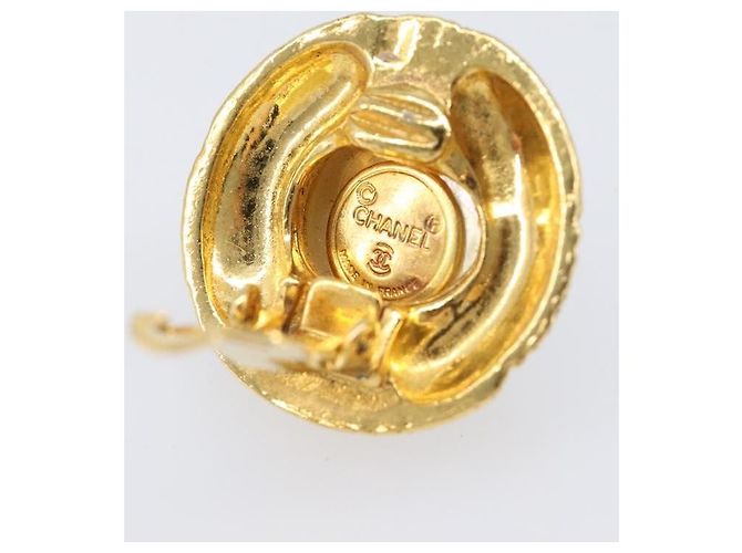 CHANEL Earring Metal Gold Tone White CC Auth bs37083 - view 5