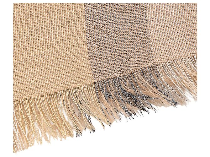 LOUIS VUITTON - Sciarpa Louis Vuitton Monogram Shine in seta marrone e fibre metallizzate Beige - vista 4