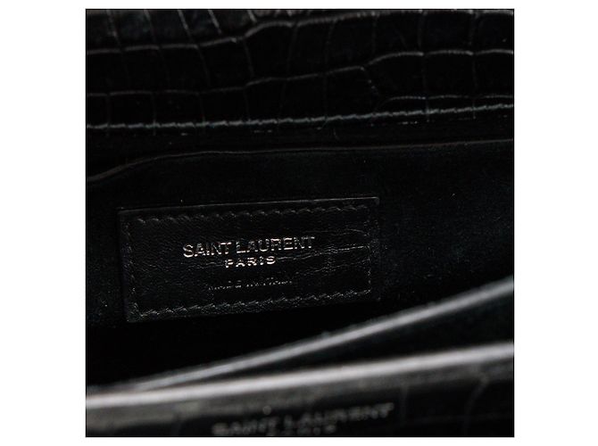 Autre Marque SAINT LAURENT - Borsa a tracolla Saint Laurent Sunset in pelle goffrata effetto coccodrillo nero - vista 9