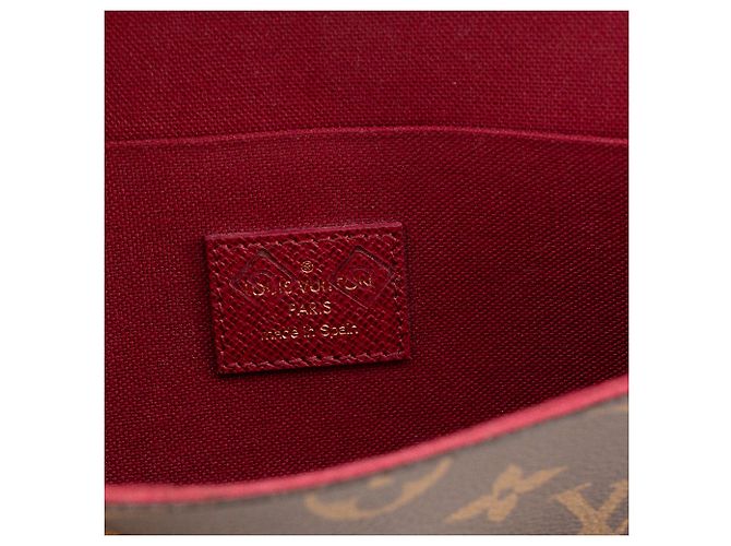LOUIS VUITTON - Borsa a tracolla Félicie Louis Vuitton in tela monogram recubierta Marrone - vista 8