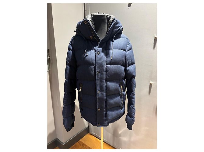 Burberry Brit Navy Wool Down Puffer Jacket Blue - view 10