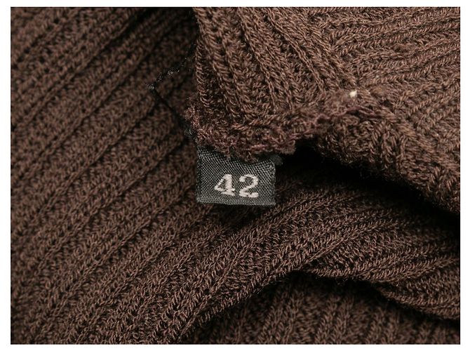 Brauner Prada Rippstrick-Wollcardigan mit Kragen Größe IT 42 - Ansicht 4