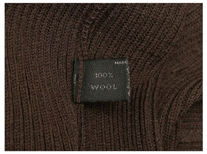 Brauner Prada Rippstrick-Wollcardigan mit Kragen Größe IT 42 - Ansicht 5