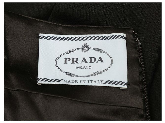 Abito nero Prada in misto lana e seta con applicazioni di gioielli Taglia IT 38 - vista 4