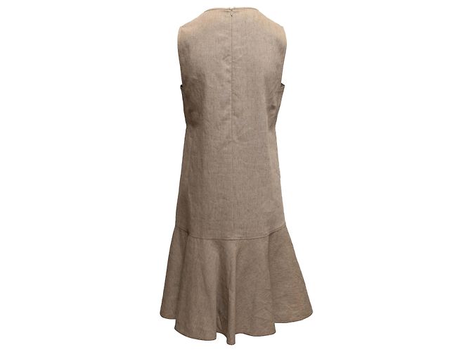 Vestido sin mangas de lino Brunello Cucinelli Khaki Talla US M Caqui - vista 3