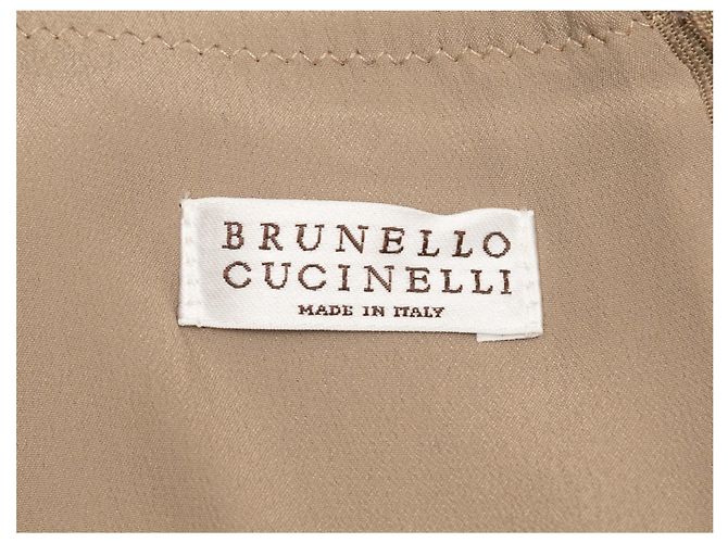 Vestido sin mangas de lino Brunello Cucinelli Khaki Talla US M Caqui - vista 5