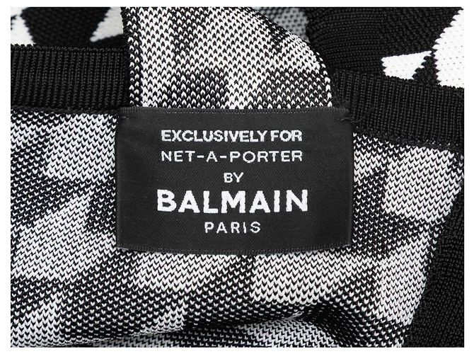 Balmain Houndstooth Strick Crop Top Schwarz & Weiß Größe FR 36 - Ansicht 4