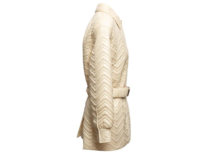 Gucci Steppjacke mit Gürtel, Creme, Größe IT 42 Beige - Ansicht 3