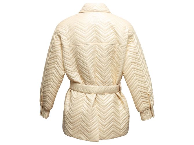 Gucci Steppjacke mit Gürtel, Creme, Größe IT 42 Beige - Ansicht 4