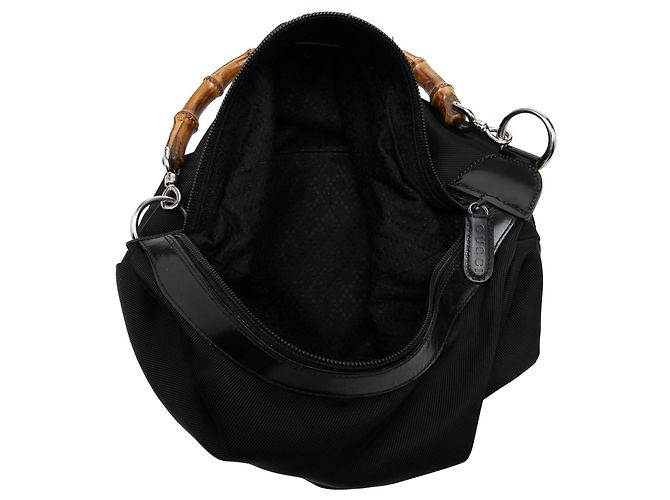 Bamboo Borsa a tracolla Gucci in nylon nero con bambù - vista 4