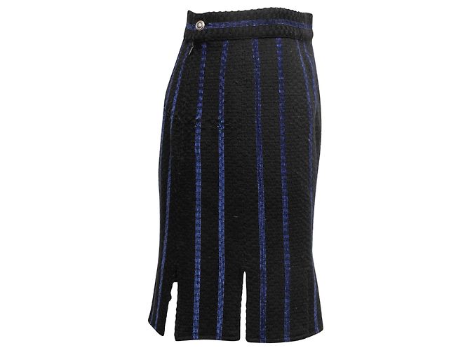 Gonna in tweed Versace Jeans Couture nera e blu taglia US S Nero - vista 2