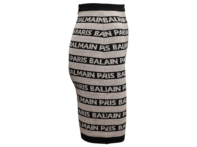Falda ajustada de punto Balmain Spellout Black & Tan Talla FR 34 Negro - vista 2