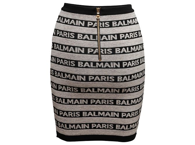 Falda ajustada de punto Balmain Spellout Black & Tan Talla FR 34 Negro - vista 3
