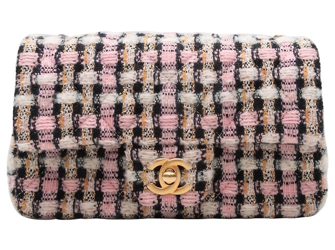 Borsa Chanel Mini Tweed Flap Rosa e Multicolor - vista 2