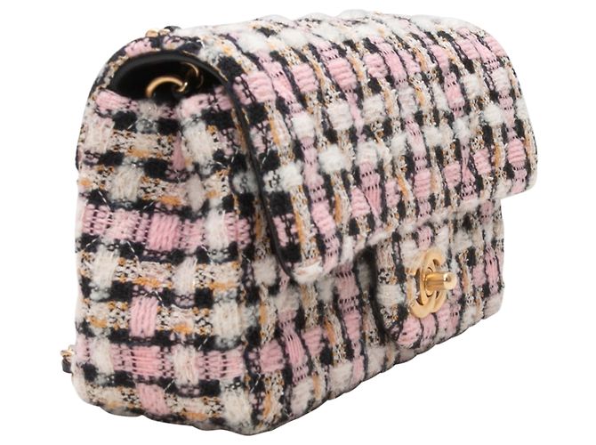 Borsa Chanel Mini Tweed Flap Rosa e Multicolor - vista 3
