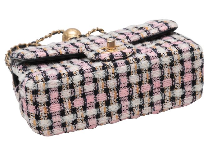 Borsa Chanel Mini Tweed Flap Rosa e Multicolor - vista 5