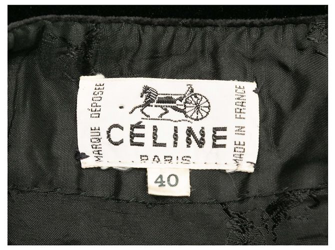 Céline Falda Celine de terciopelo negro con ribetes de cuero y horsebit Talla FR 40 - vista 5
