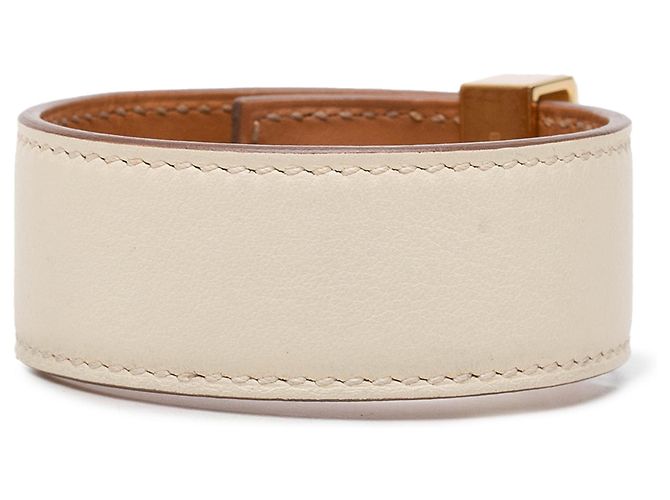 Bracciale Collier de Chien Hermès in pelle Swift marrone e placcato oro - vista 3