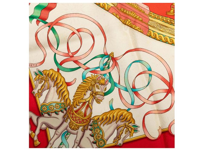 Pañuelo de seda Hermès Luna Park rojo 90 Scarves Roja - vista 8