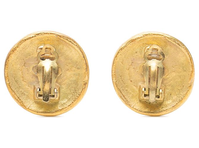 Orecchini a clip rotondi placcati oro Chanel CC Gold D'oro - vista 2