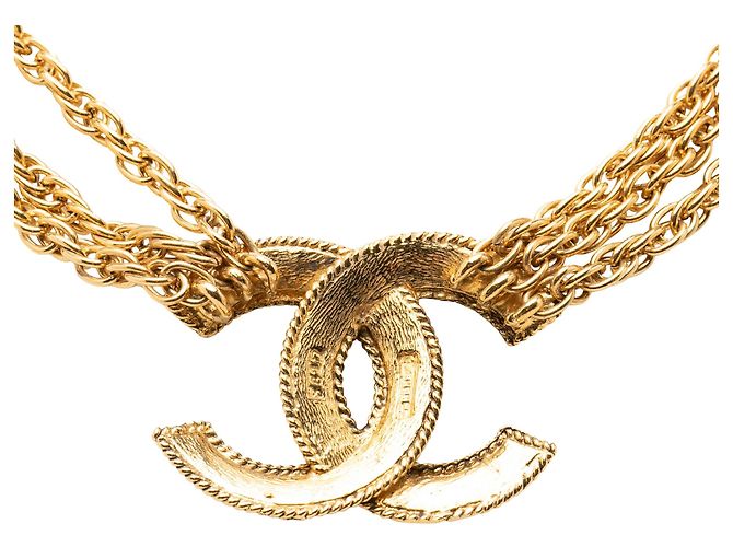 Chanel CC Gold Plated Deca Triple Link Chain Halskette Golden - Ansicht 3