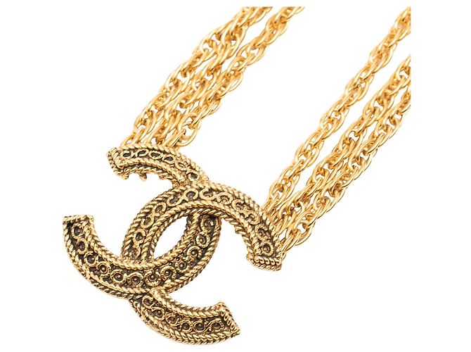 Chanel CC Gold Plated Deca Triple Link Chain Halskette Golden - Ansicht 4