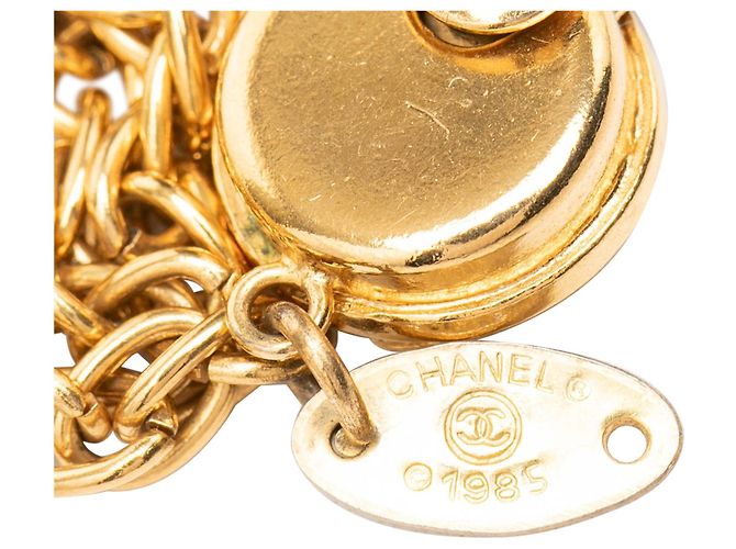 Chanel CC Gold Plated Deca Triple Link Chain Halskette Golden - Ansicht 6