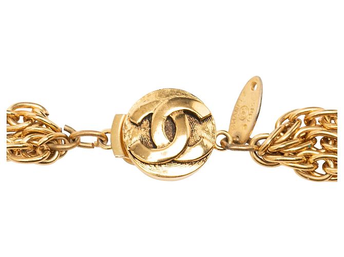 Chanel CC Gold Plated Deca Triple Link Chain Halskette Golden - Ansicht 7