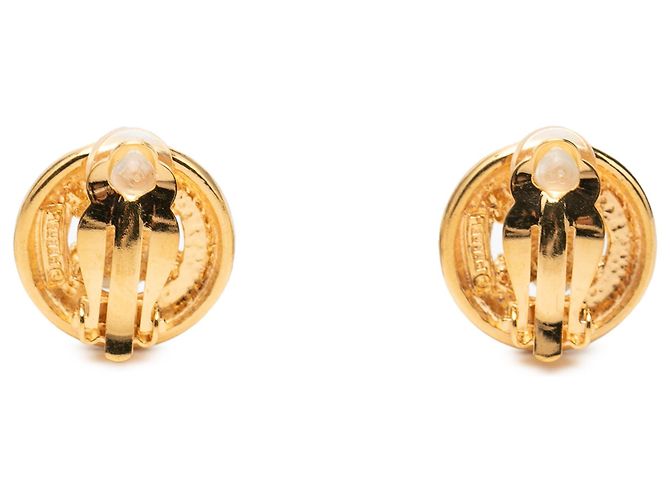 Gold Chanel CC vergoldete runde Clip-On Ohrringe Golden - Ansicht 2