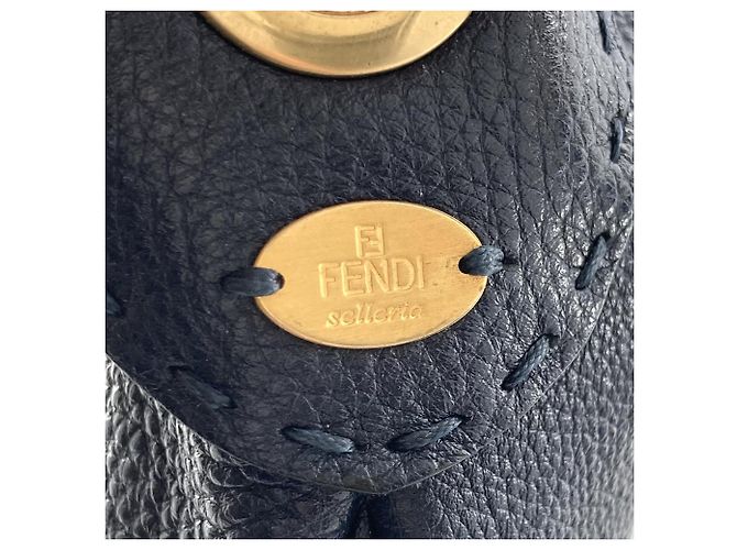 Borsa a tracolla Fendi Selleria Medium in pelle blu - vista 11