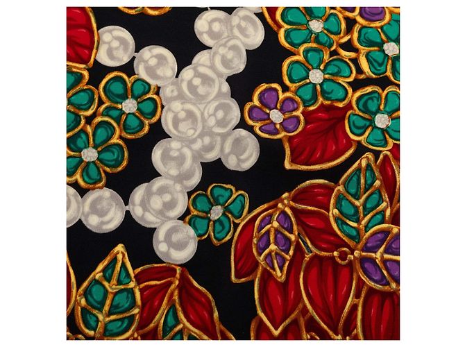 Pañuelo de seda estampado de perlas Chanel negro - vista 6