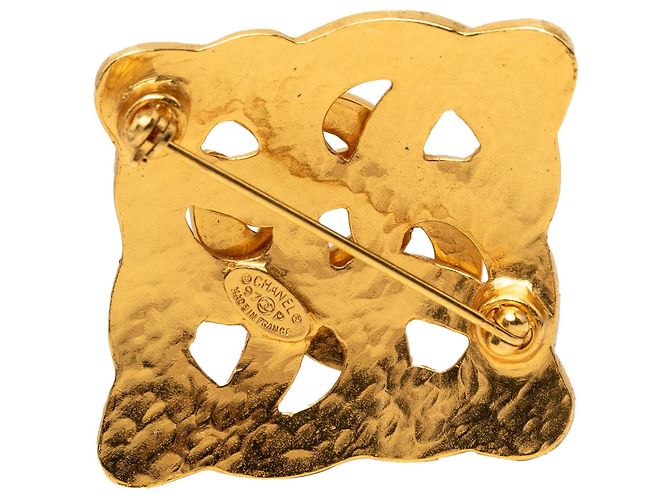 Spilla intrecciata Chanel CC placcata oro D'oro - vista 3