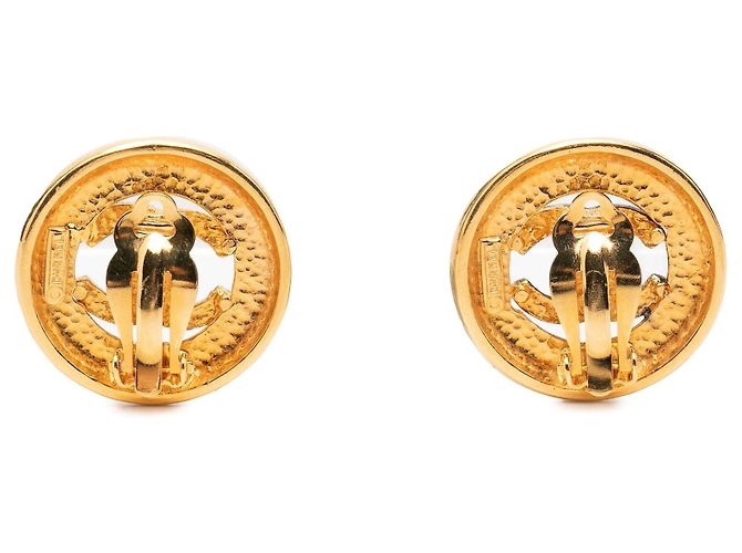 Pendientes de clip Chanel CC chapados en oro Dorado - vista 2