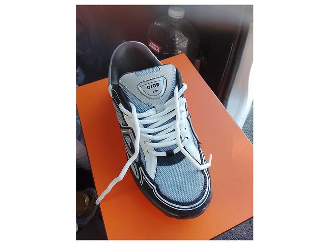 Autre Marque Baskets Dior B30 en cuir et toile technique Noir Blanc Bleu Gris - vue 2
