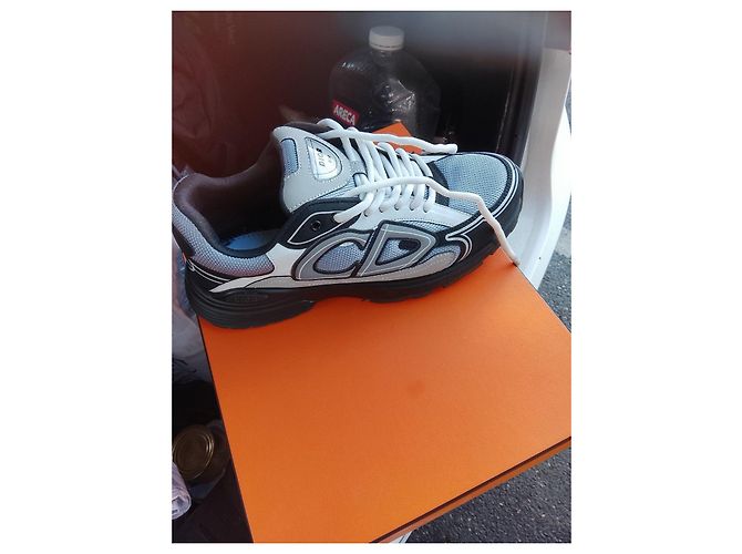 Autre Marque Baskets Dior B30 en cuir et toile technique Noir Blanc Bleu Gris - vue 5